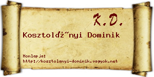 Kosztolányi Dominik névjegykártya