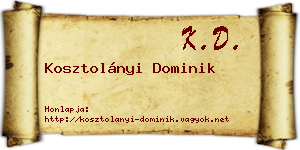 Kosztolányi Dominik névjegykártya